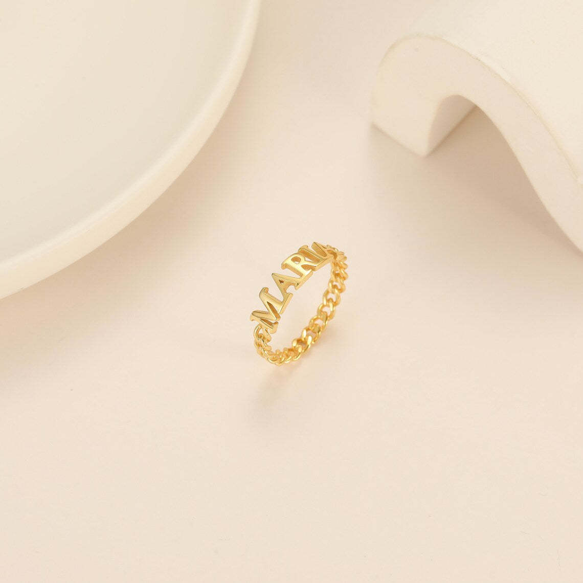 Custom 18K Gold Plated Name Ring - Personalized 925 Sterling Silver, 14K Yellow, Rose, or White Gold for a Luxurious Touch