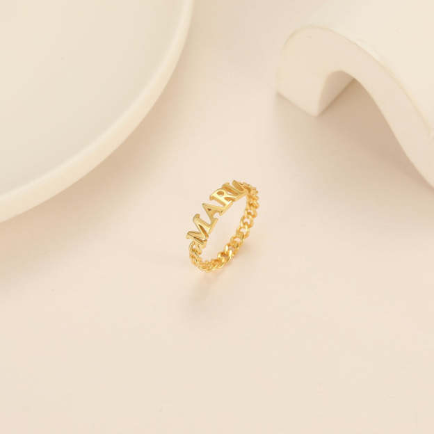 Custom 18K Gold Plated Name Ring - Personalized 925 Sterling Silver, 14K Yellow, Rose, or White Gold for a Luxurious Touch
