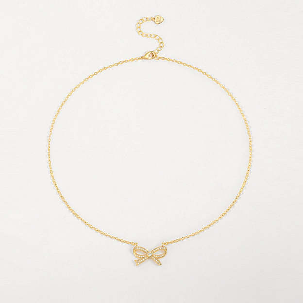 Elegant Gold Bow Pendant Necklace - Exquisitely Crafted in 14K and 18K Gold Plated & Solid