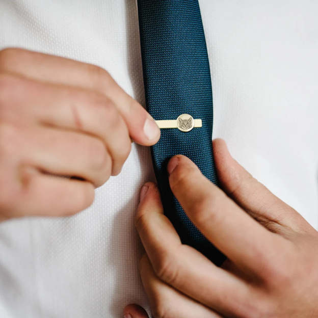 Gold-Tone Custom Cat Face Tie Clip
