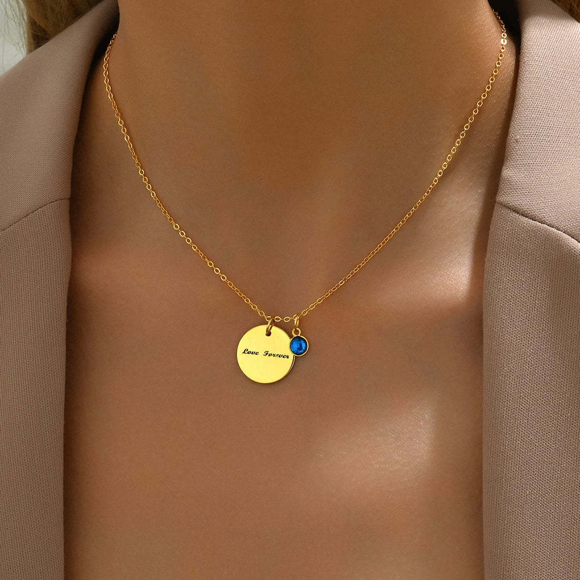 Personalized 14K Gold Pet Memorial Necklace - Engrave Your Pet's Name, Choose Birthstone, Available in 925 Silver, 14K Yellow, Rose, White Gold