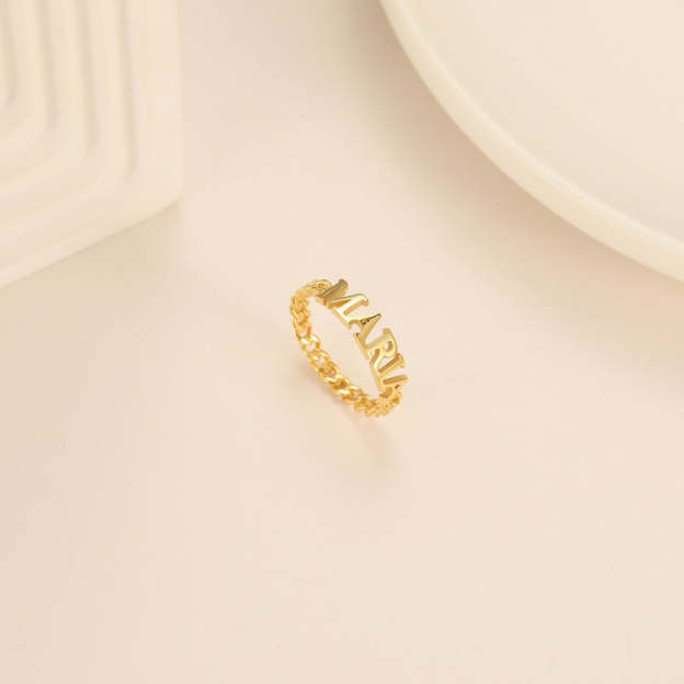 Custom 18K Gold Plated Name Ring - Personalized 925 Sterling Silver, 14K Yellow, Rose, or White Gold for a Luxurious Touch