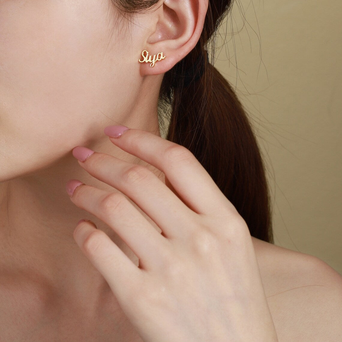 Delicate 14k Gold Plated Name Earrings - Personalized Jewelry with Custom Script