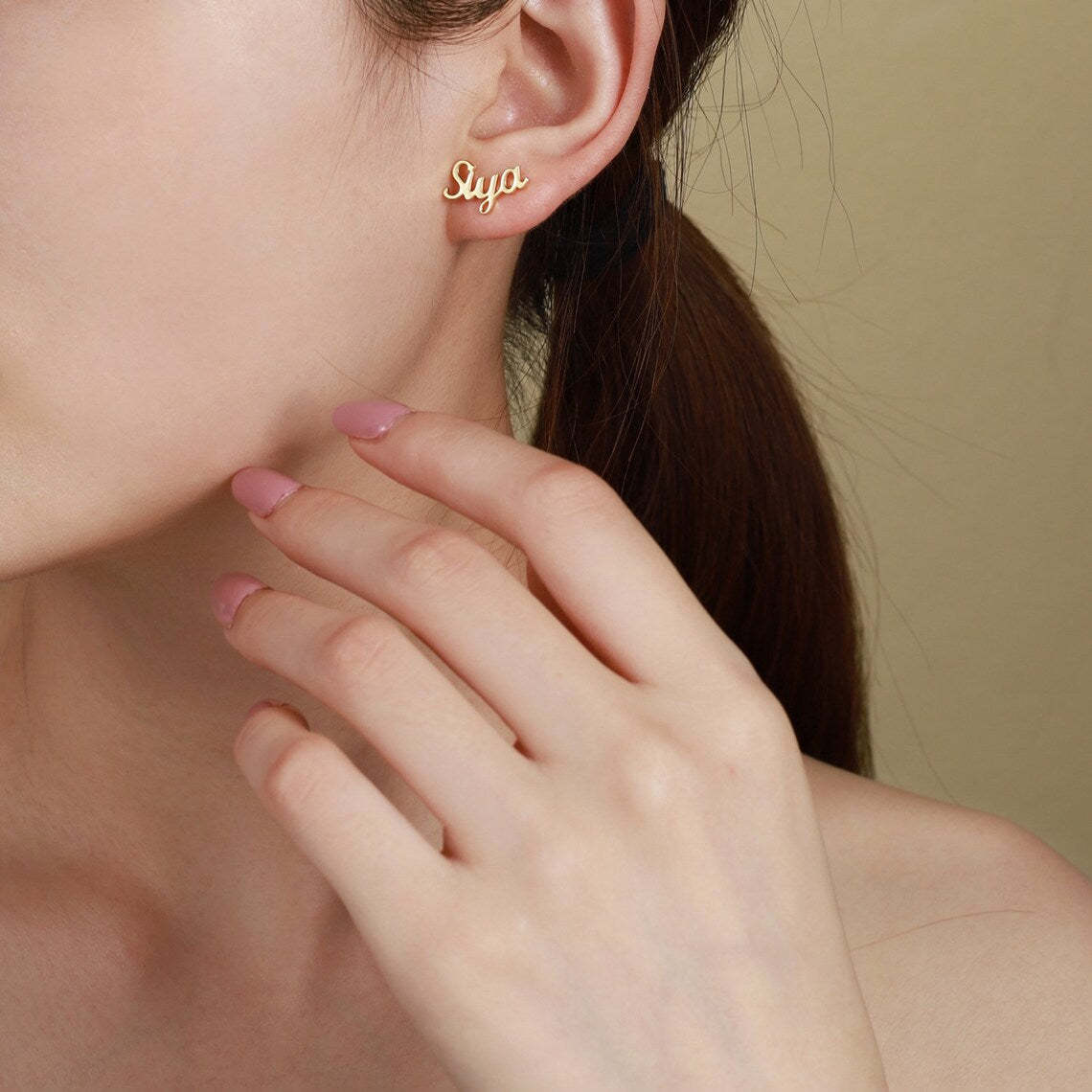 Delicate 14k Gold Plated Name Earrings - Personalized Jewelry with Custom Script