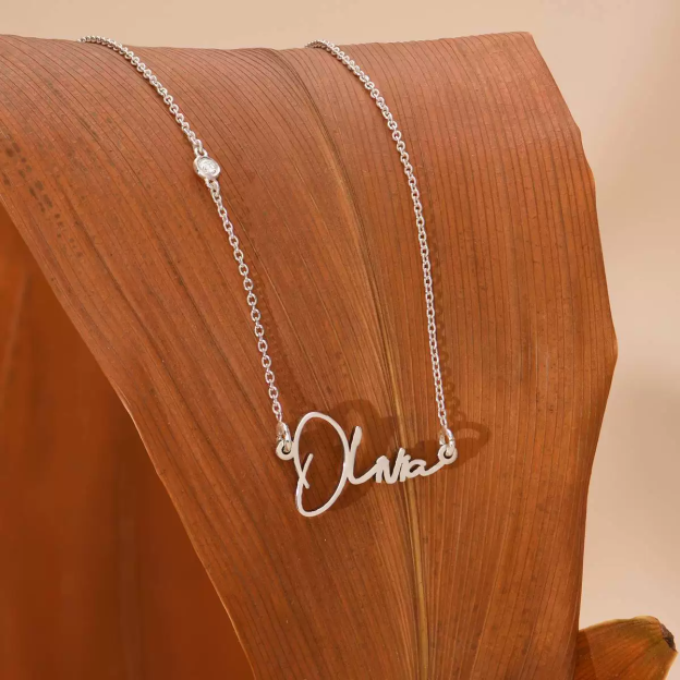Personalized 14K Gold Nameplate Necklace - Engrave Any Name, Available in 925 Silver, 14K Yellow, Rose, and White Gold