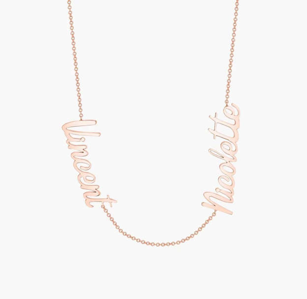 Personalized 14K Gold Family Name Necklace - Customize with Any Names, Available in 925 Silver, 14K Yellow, Rose, White Gold, and 18K Gold