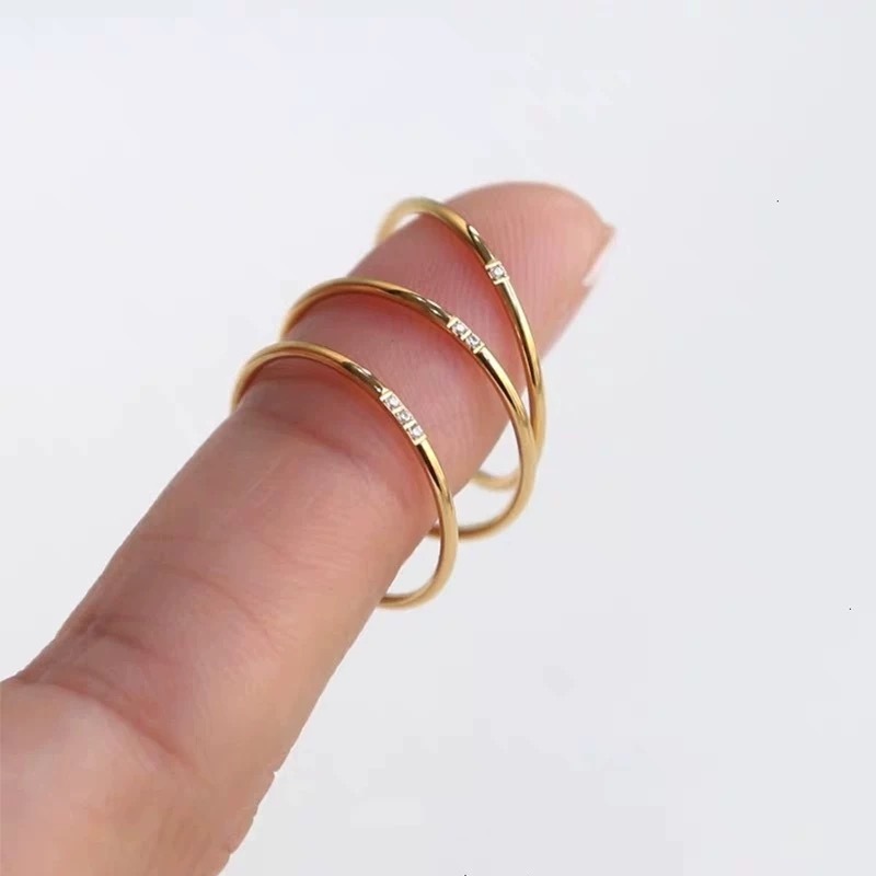 18K Gold, Gold-Plated, Stackable Rings, Fashion Jewelry, Women's Accessories