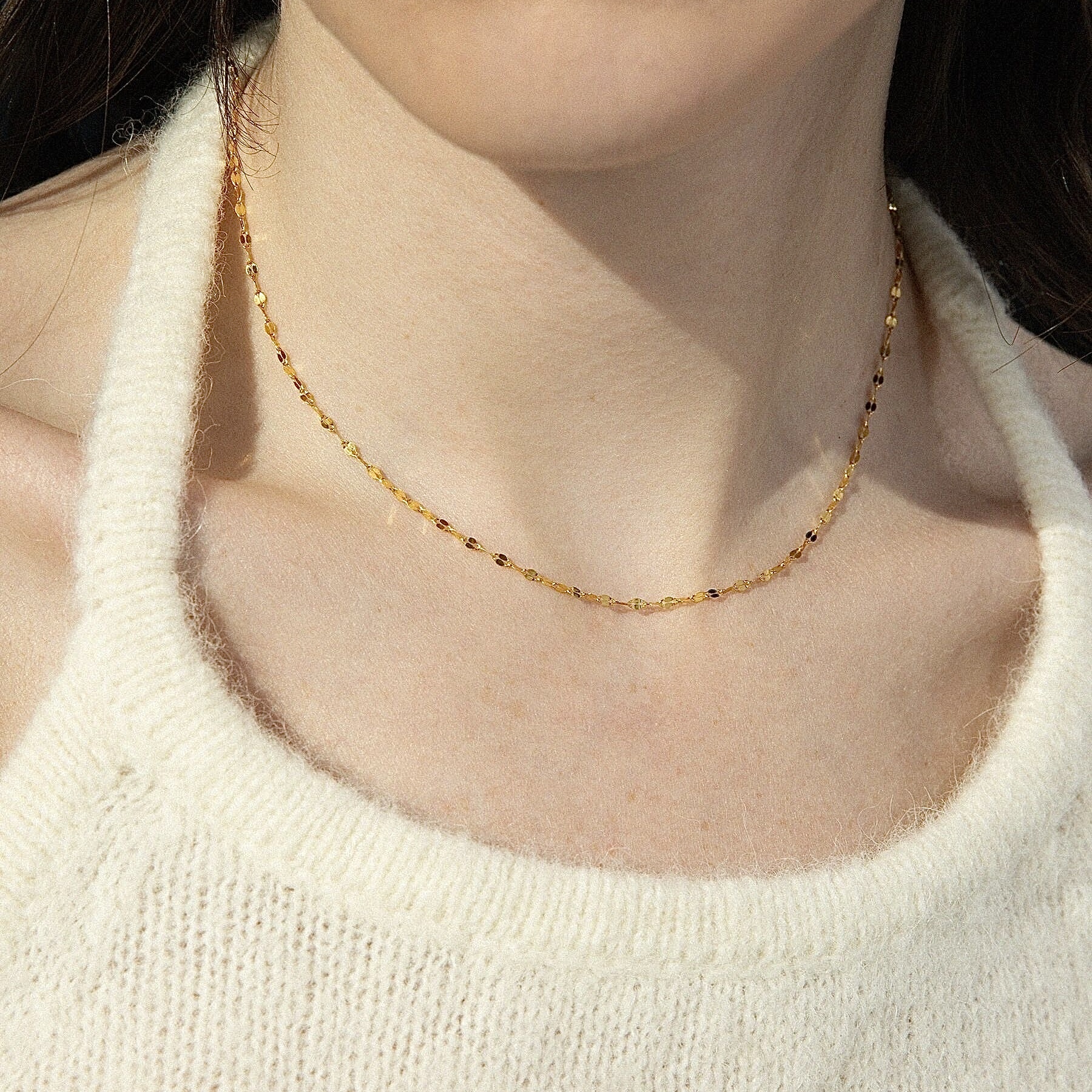 Elegant 18K Gold-Plated, 18K Solid Gold, 14K Gold-Plated and 14K Solid Gold Subtle Sparkle Necklace - Timeless Minimalist Jewelry