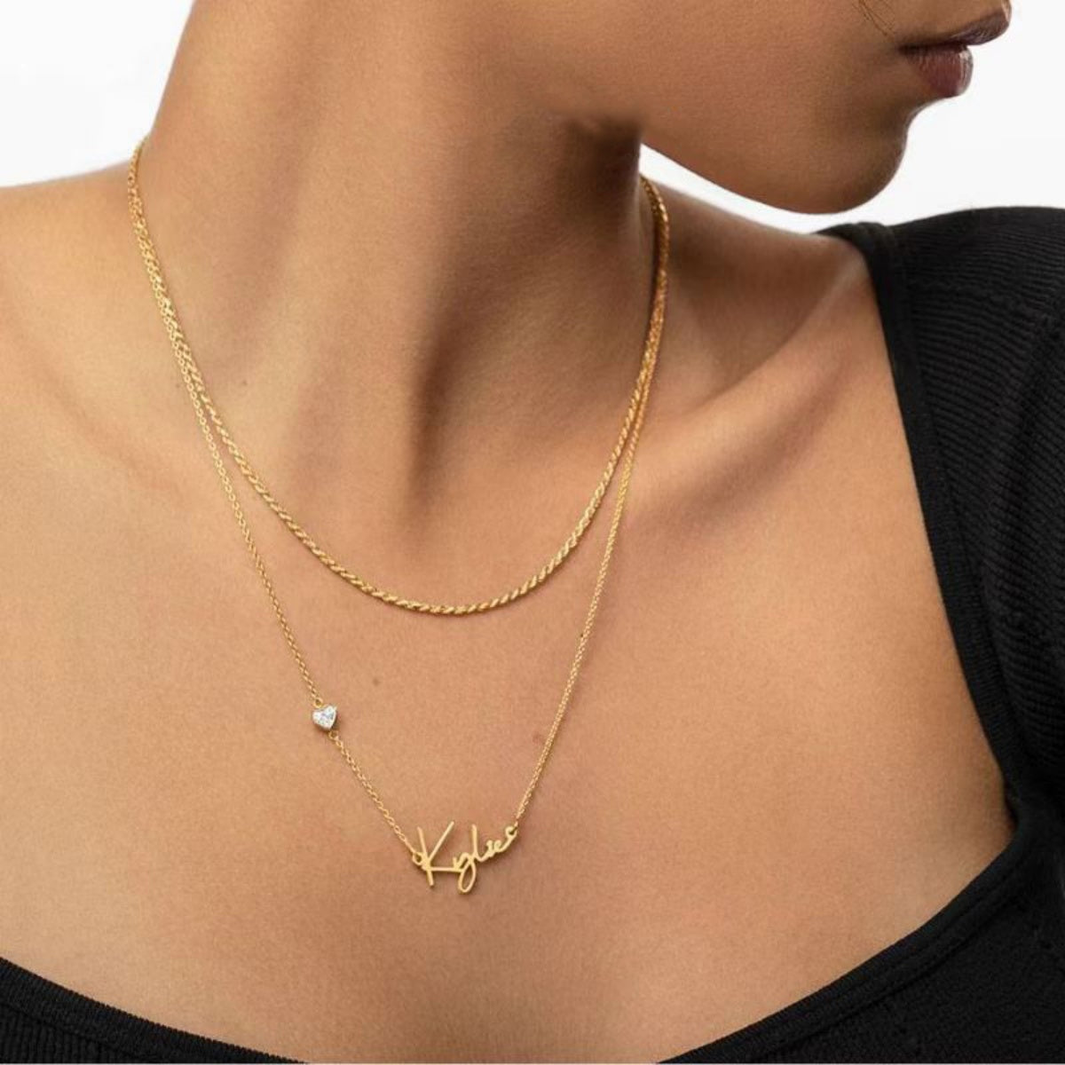 Personalized 14K Gold Nameplate Necklace - Engrave Any Name, Available in 925 Silver, 14K Yellow, Rose, and White Gold