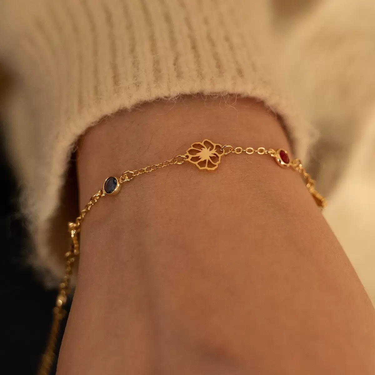 birth stones and flowers bracelet