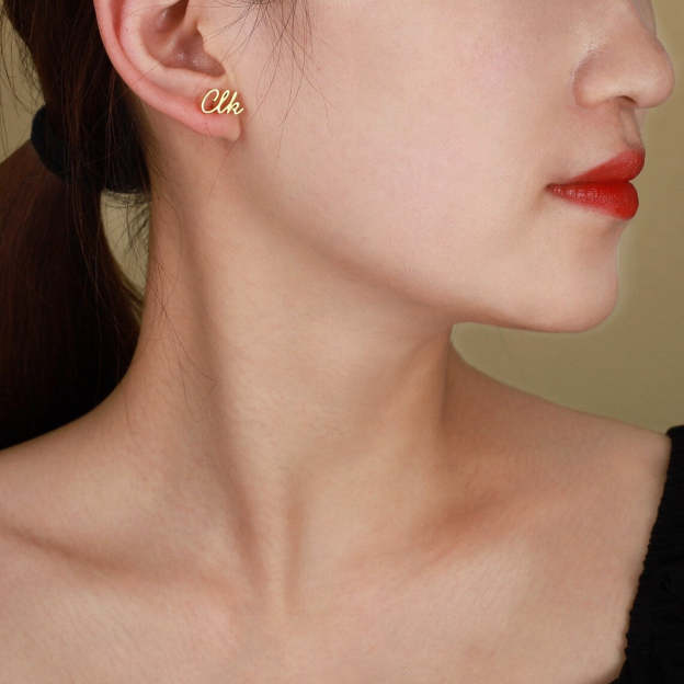 Delicate 14k Gold Plated Name Earrings - Personalized Jewelry with Custom Script