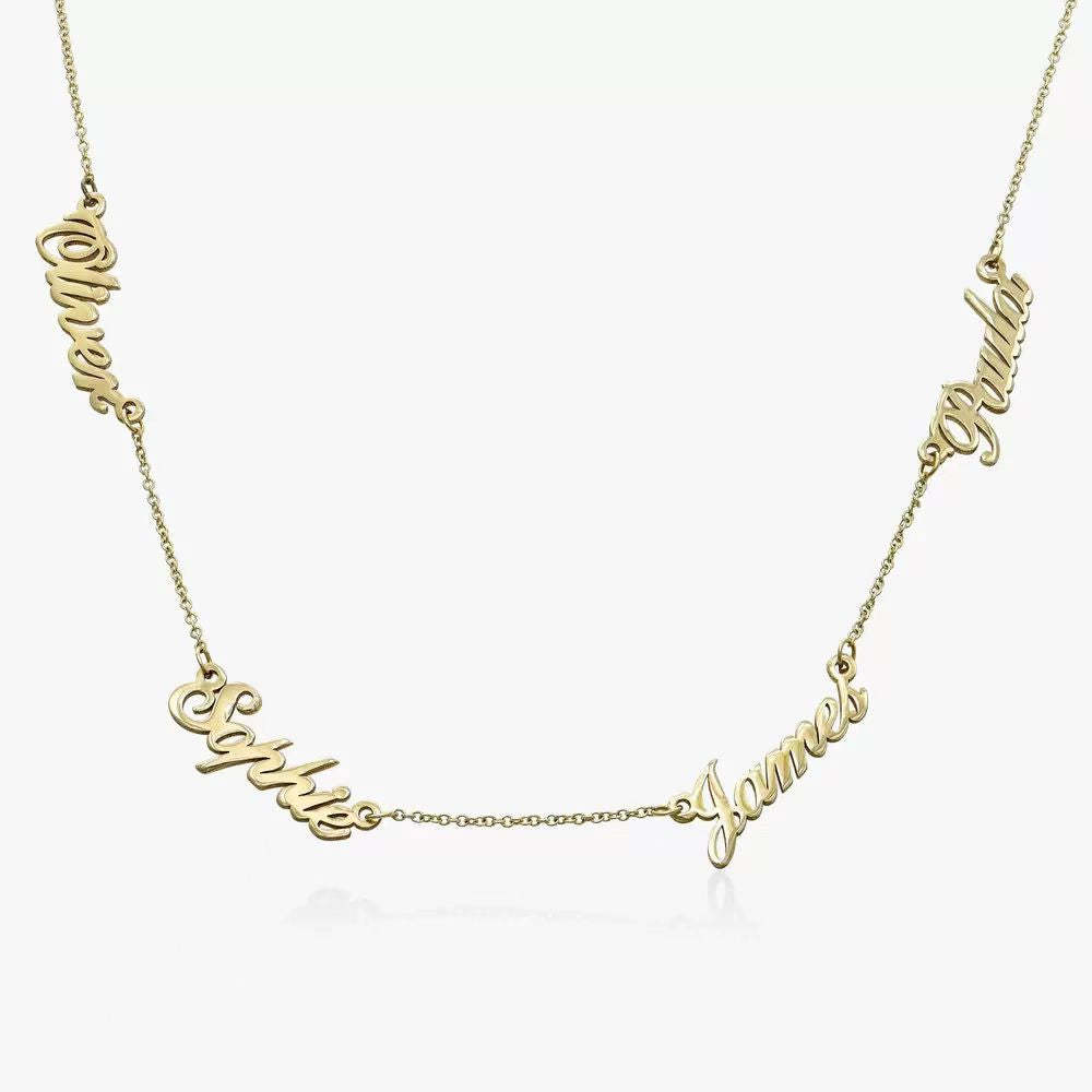 Personalized 14K Gold Family Name Necklace - Customize with Any Names, Available in 925 Silver, 14K Yellow, Rose, White Gold, and 18K Gold