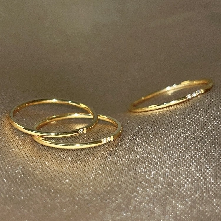 18K Gold, Gold-Plated, Stackable Rings, Fashion Jewelry, Women's Accessories
