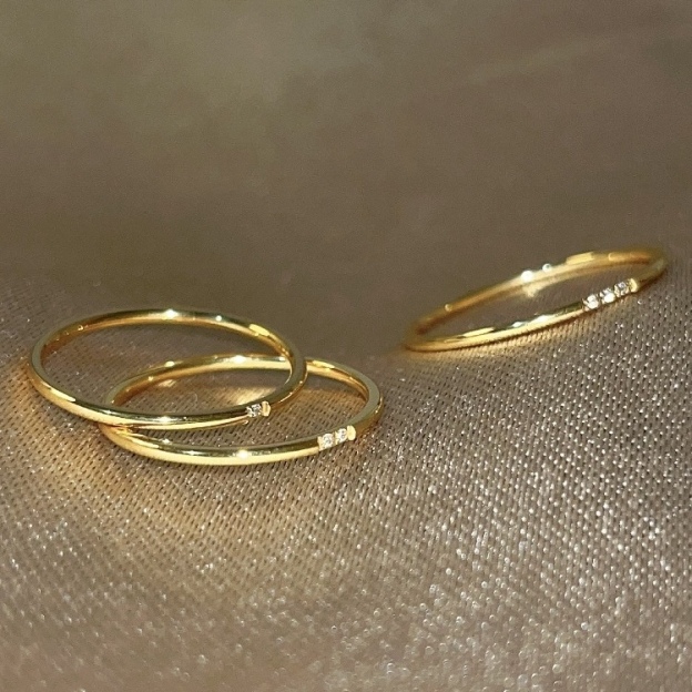 18K Gold, Gold-Plated, Stackable Rings, Fashion Jewelry, Women's Accessories