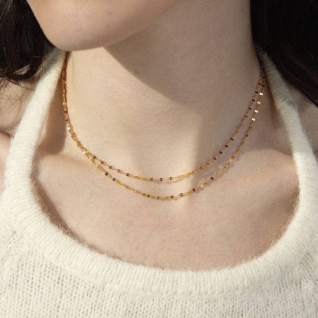 Elegant 18K Gold-Plated, 18K Solid Gold, 14K Gold-Plated and 14K Solid Gold Subtle Sparkle Necklace - Timeless Minimalist Jewelry