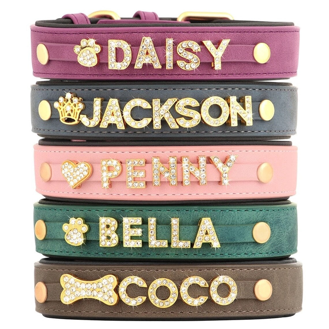 Customize Your Pet's Style - Personalized Rhinestone Dog Collars in Multiple Colors. #PersonalizedDogCollars #RhinestoneCollars #PetFashion