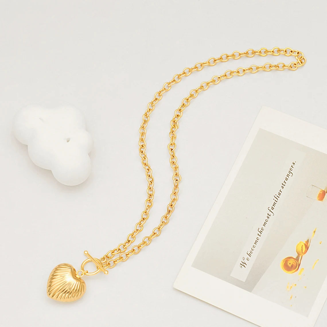 Ladies' Textured Puffy Heart Pendant Necklace - Available in 14K and 18K Gold Plated & Solid, Perfect for Romantic Gestures