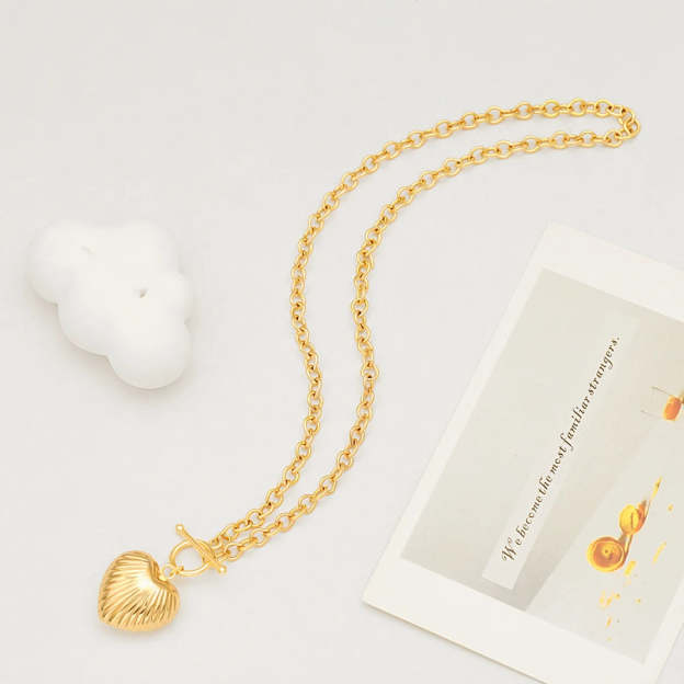 Ladies' Textured Puffy Heart Pendant Necklace - Available in 14K and 18K Gold Plated & Solid, Perfect for Romantic Gestures