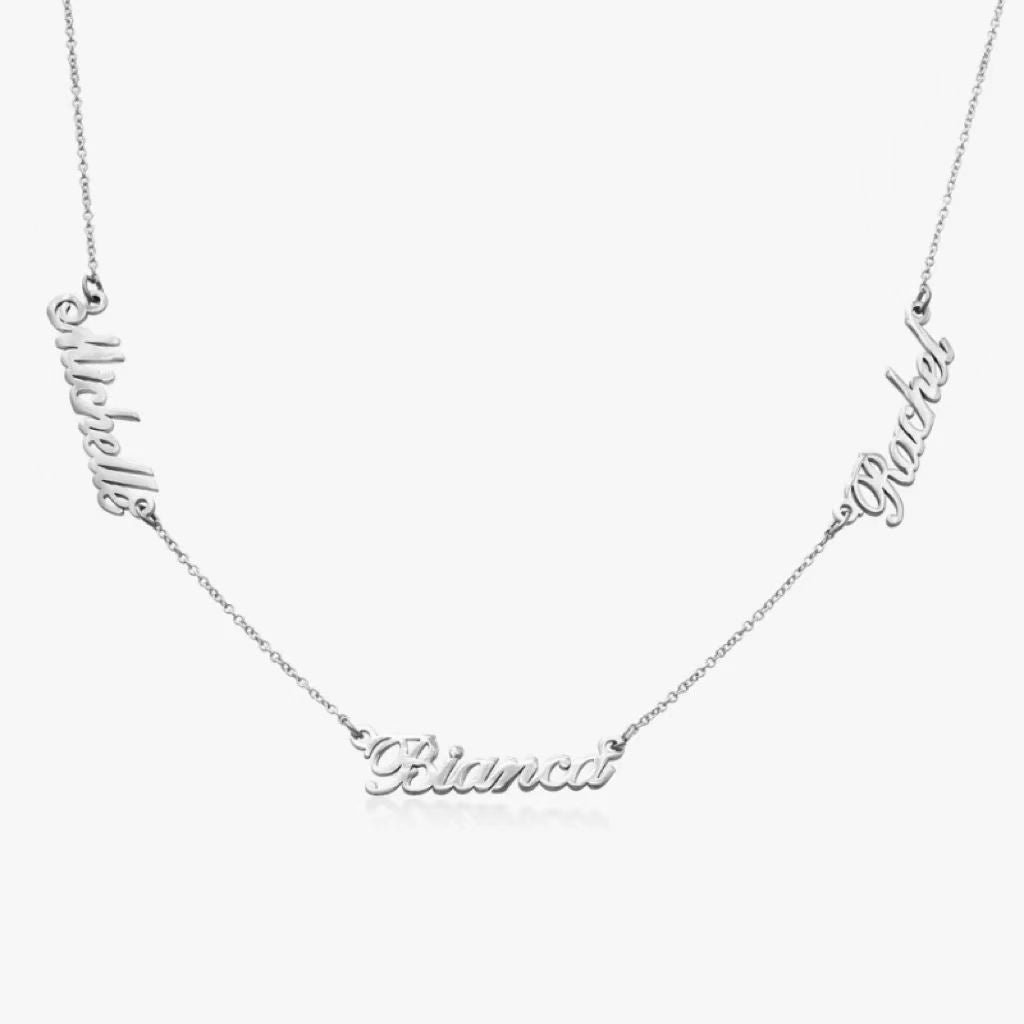 Personalized 14K Gold Family Name Necklace - Customize with Any Names, Available in 925 Silver, 14K Yellow, Rose, White Gold, and 18K Gold