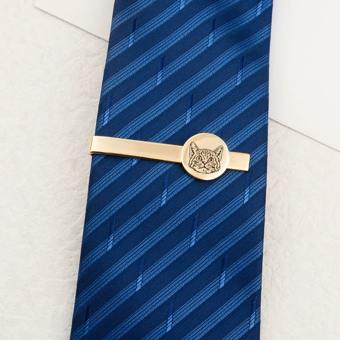 Gold-Tone Custom Cat Face Tie Clip