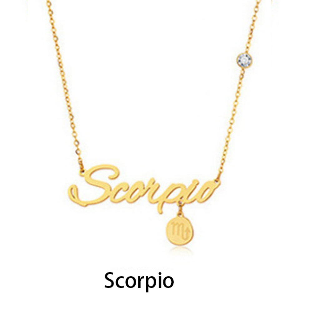 12 Zodiac Signs Name Necklace