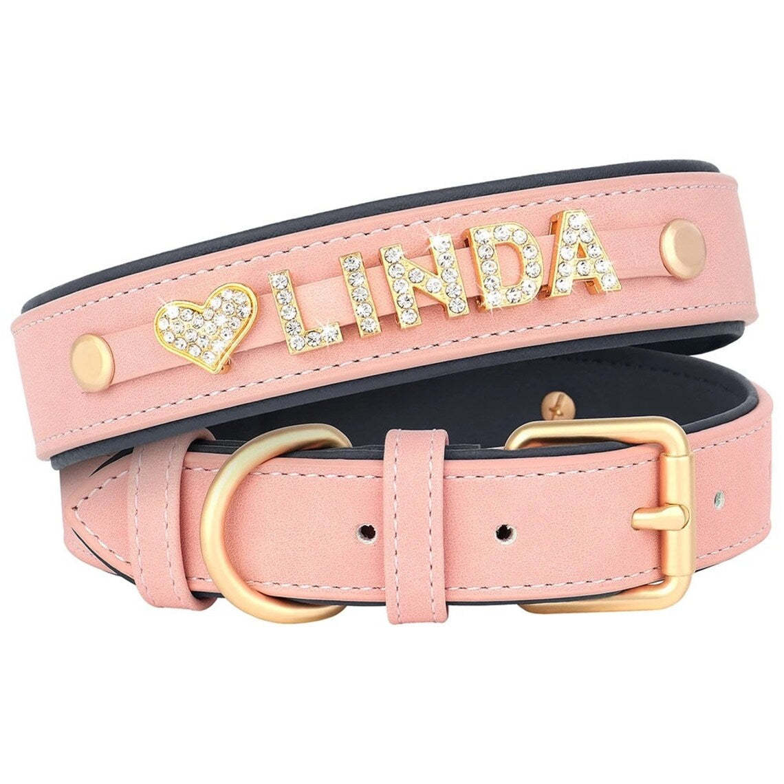 Personalized Love for Your Pet - Pink Dog Collar with Name and Heart Charm. #PersonalizedDogCollar #PinkCollar #PetNameJewelry