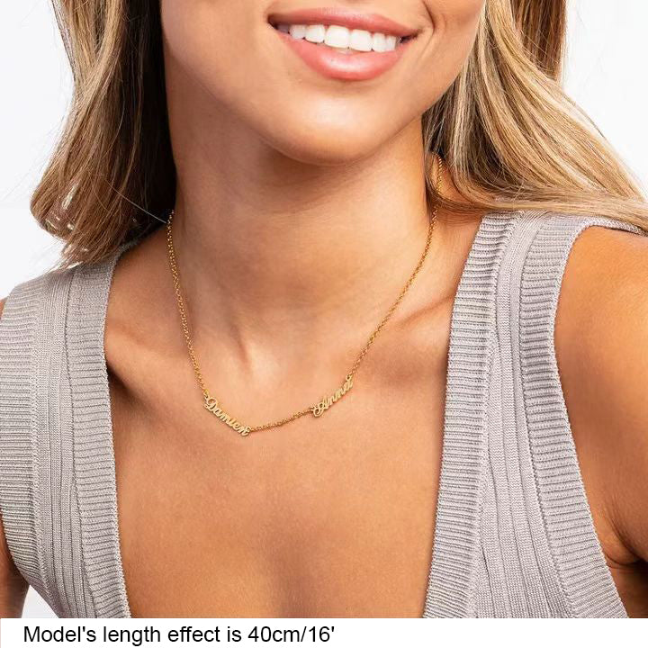 Personalized 14K Gold Family Name Necklace - Customize with Any Names, Available in 925 Silver, 14K Yellow, Rose, White Gold, and 18K Gold