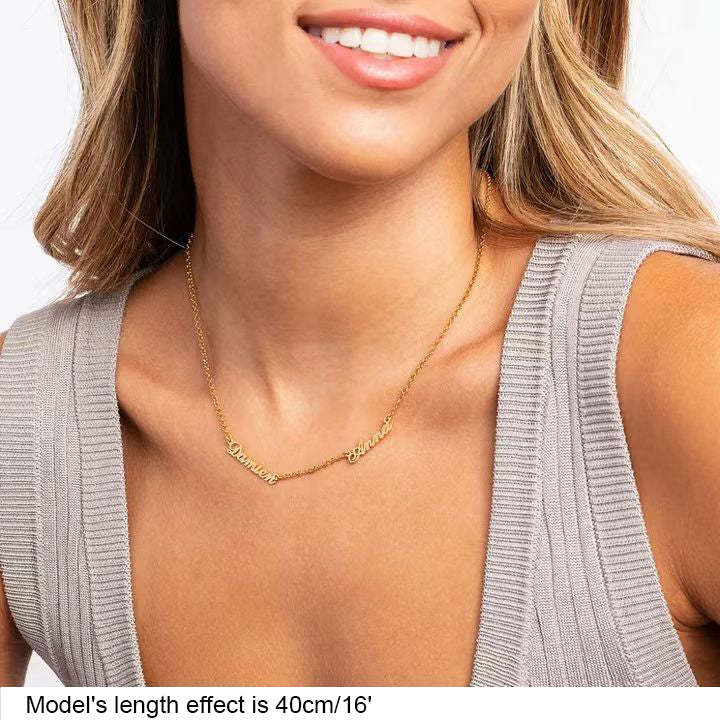 Personalized 14K Gold Family Name Necklace - Customize with Any Names, Available in 925 Silver, 14K Yellow, Rose, White Gold, and 18K Gold