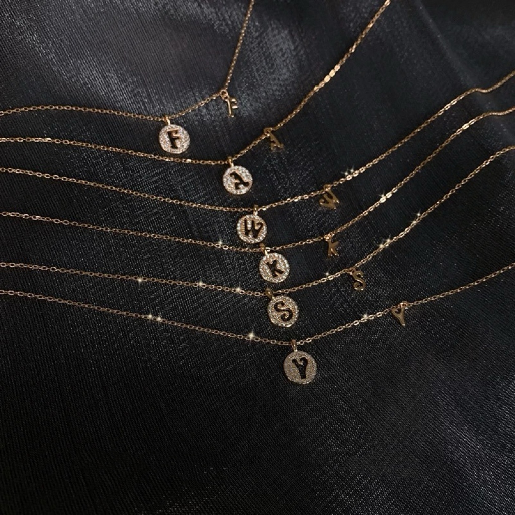 14K gold-plated necklace featuring an alphabet letter pendant