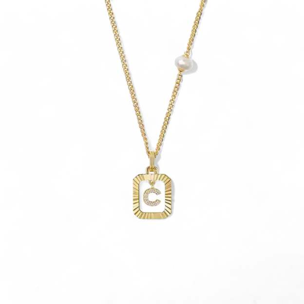 Pearl Letter Box Necklace