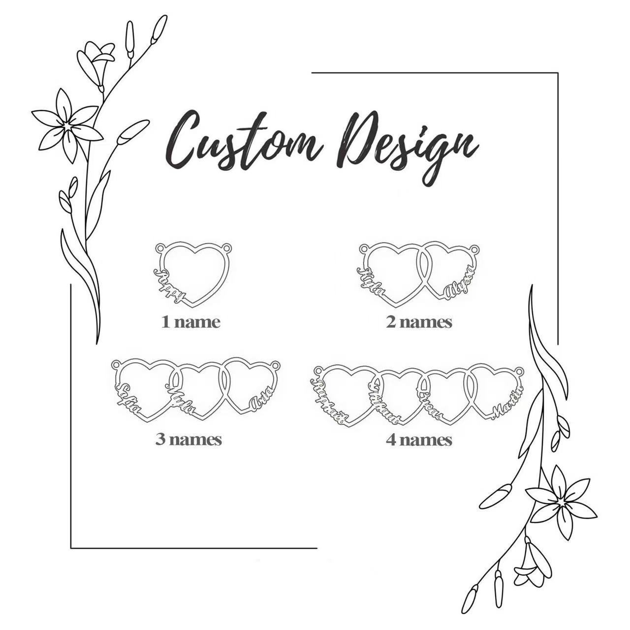 Custom Name Heart Necklace Up to 3 Charms Gold Silver Rose Gold – HeartStack