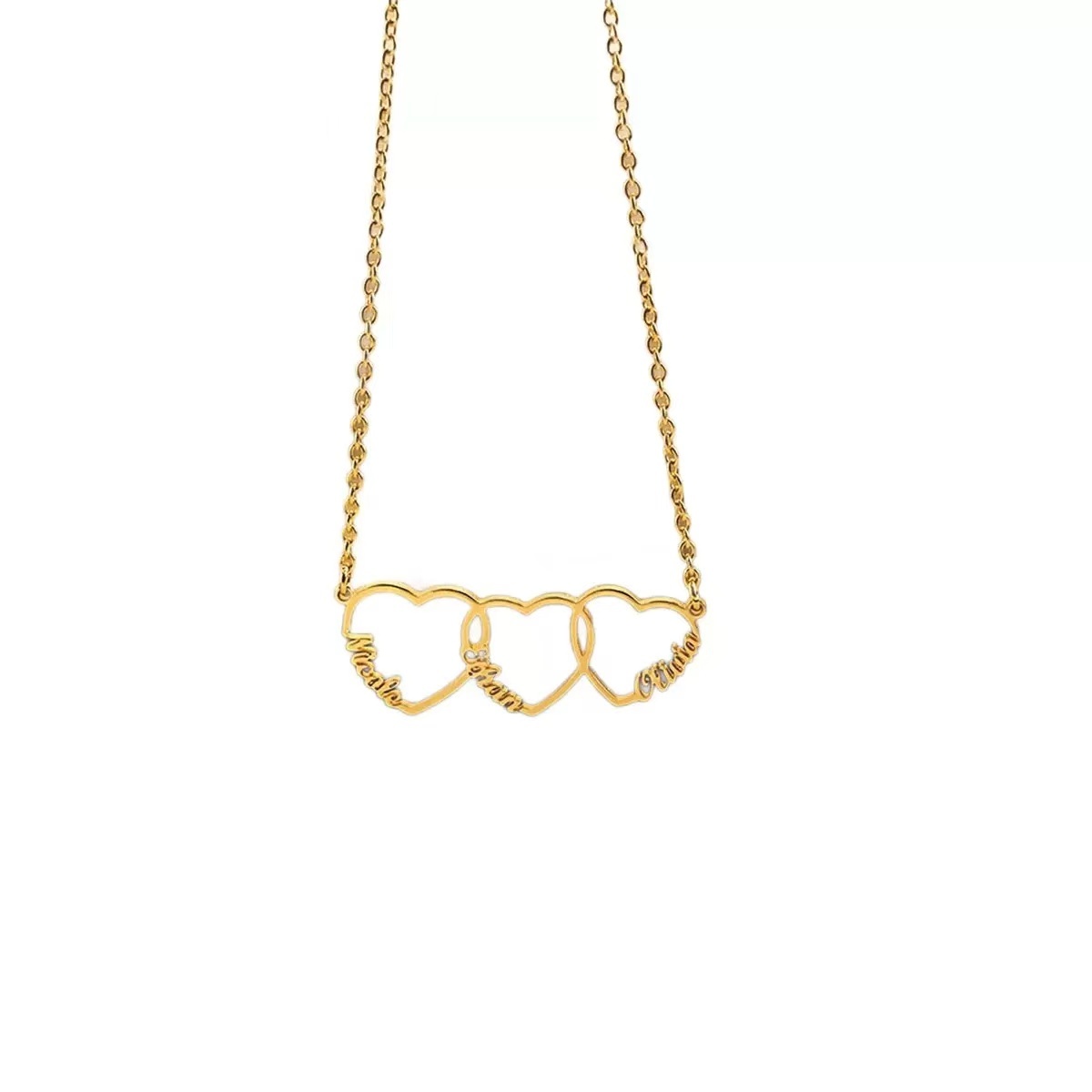 Custom Name Heart Necklace Up to 3 Charms Gold Silver Rose Gold – HeartStack