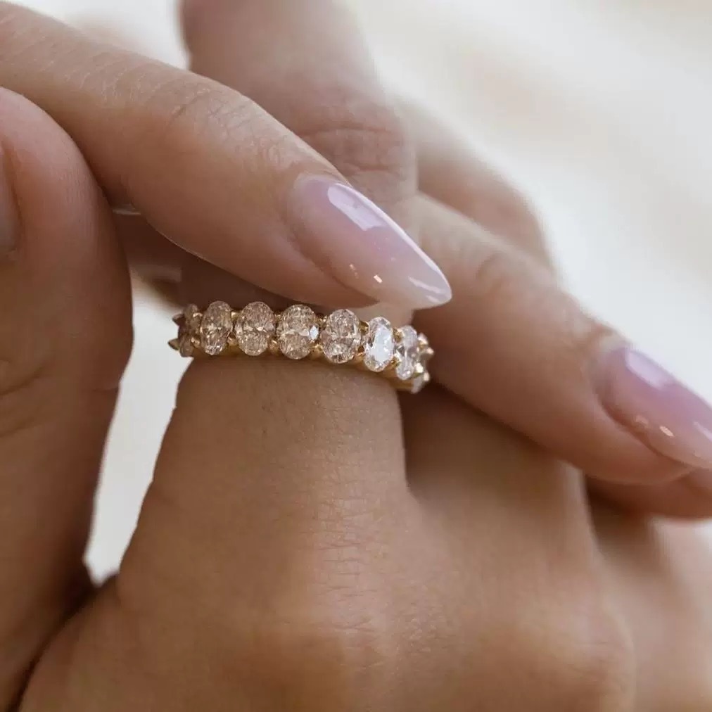 D-E VS Oval Lab Diamond Eternity Ring 0.25 ct Each – 18K Gold Classic