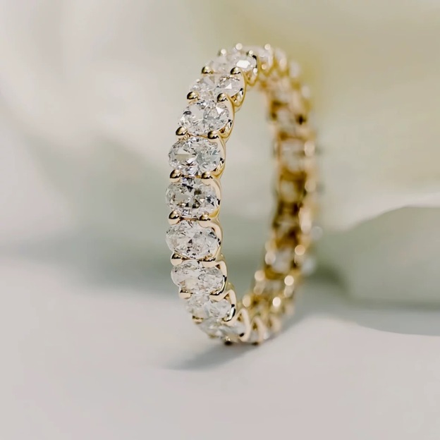 D-E VS Oval Lab Diamond Eternity Ring 0.25 ct Each – 18K Gold Classic