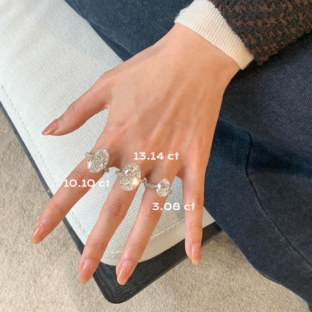 D VVS2 Oval Diamond PT950 Eternity Ring 3–13.14 ct – Light Bulb Spark