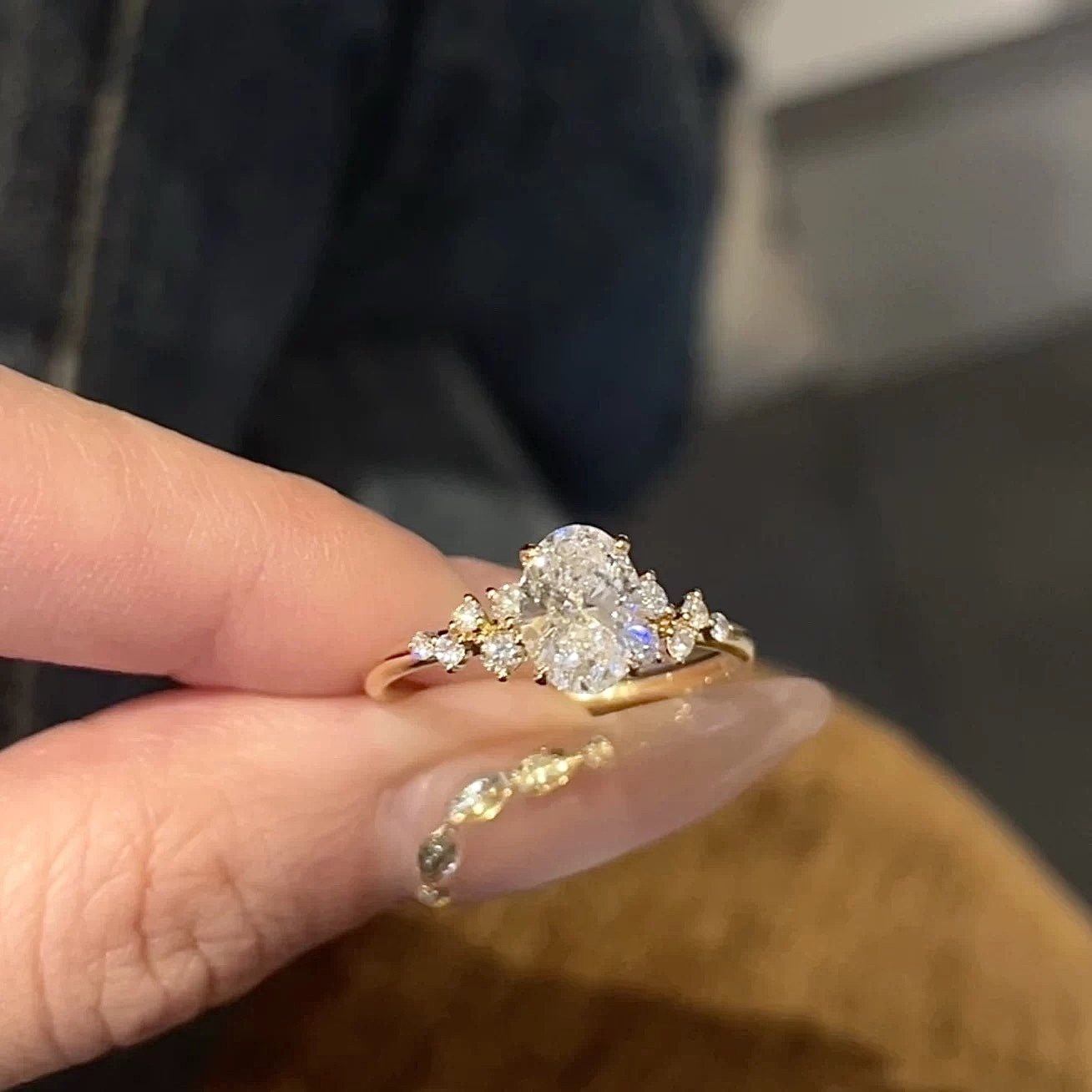 Shooting Star Mini Halo Ring - Lab Grown Diamond