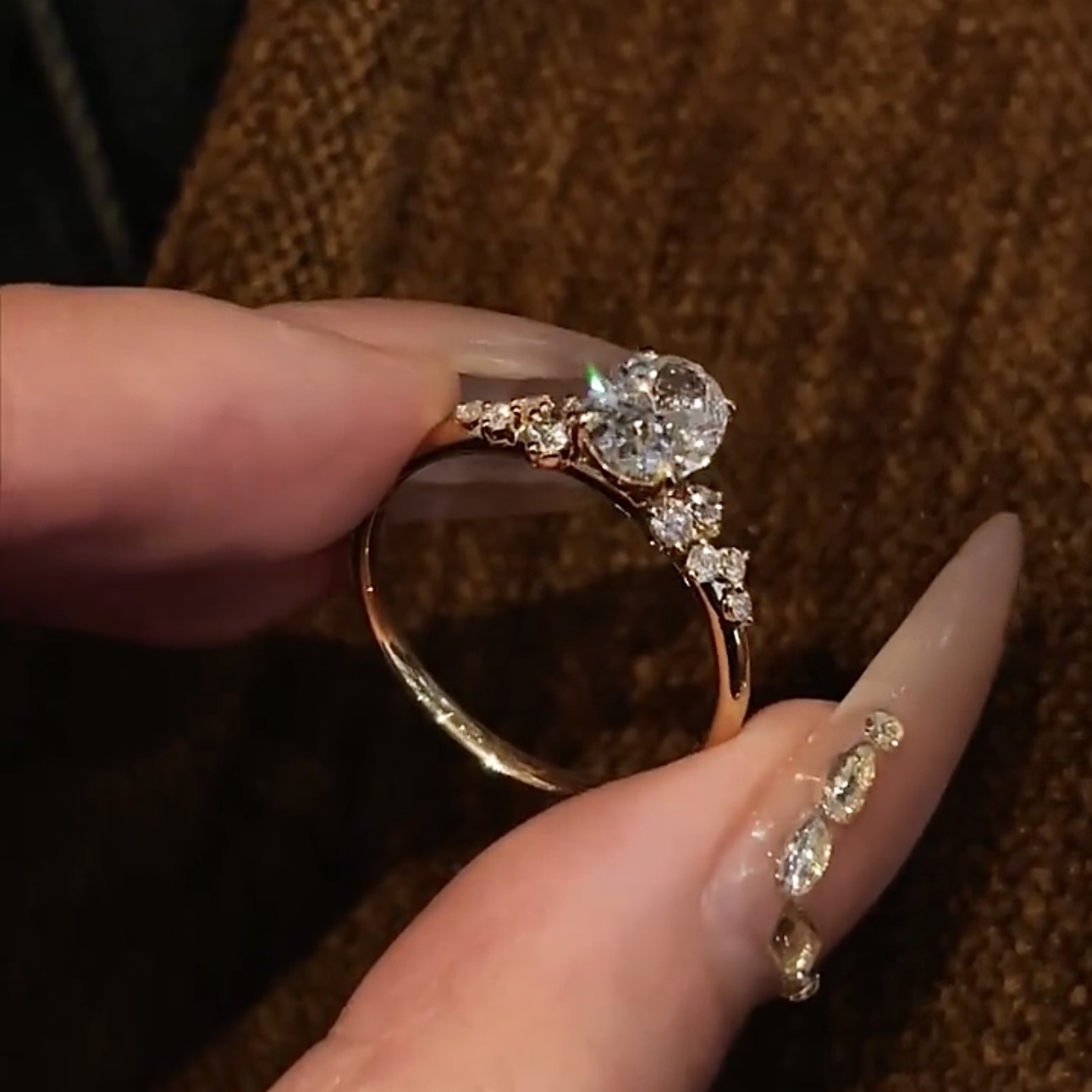 Shooting Star Mini Halo Ring - Lab Grown Diamond