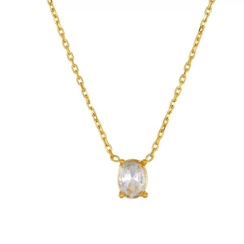 Two-tone gemstone necklace set with gold and rose gold plating