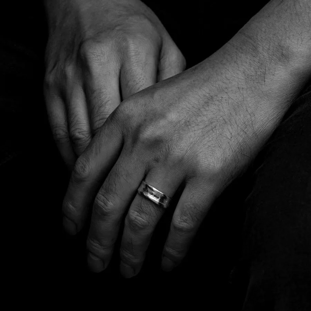 Silver couple rings with customizable engravings