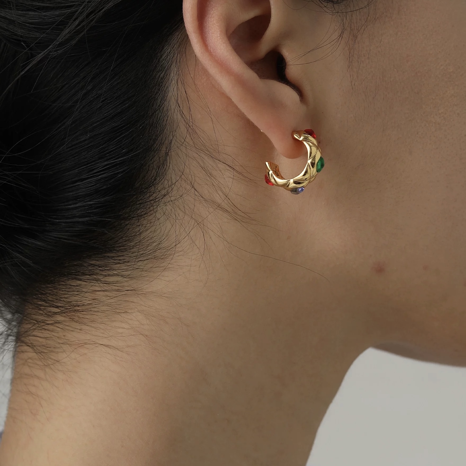 Gemstone Hoop Earrings