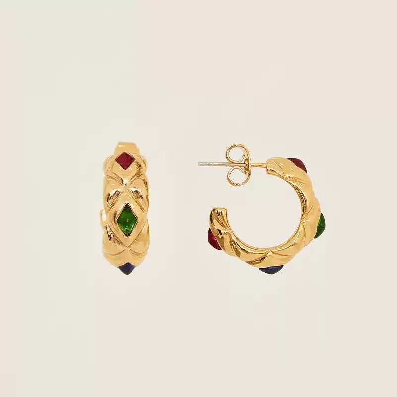 Gemstone Hoop Earrings
