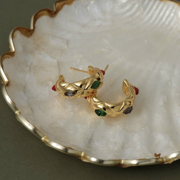 Gemstone Hoop Earrings