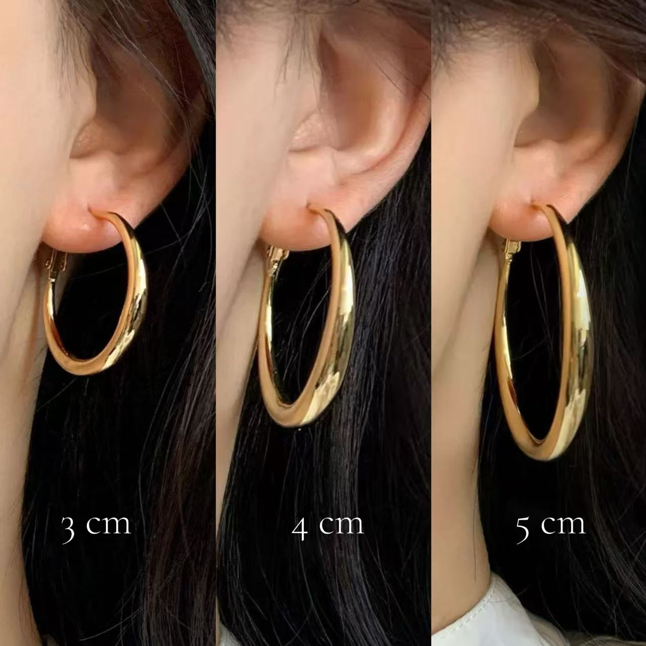 Gold Plated Copper Hoop Earrings 3 cm 4 cm 5 cm – Solar Halo