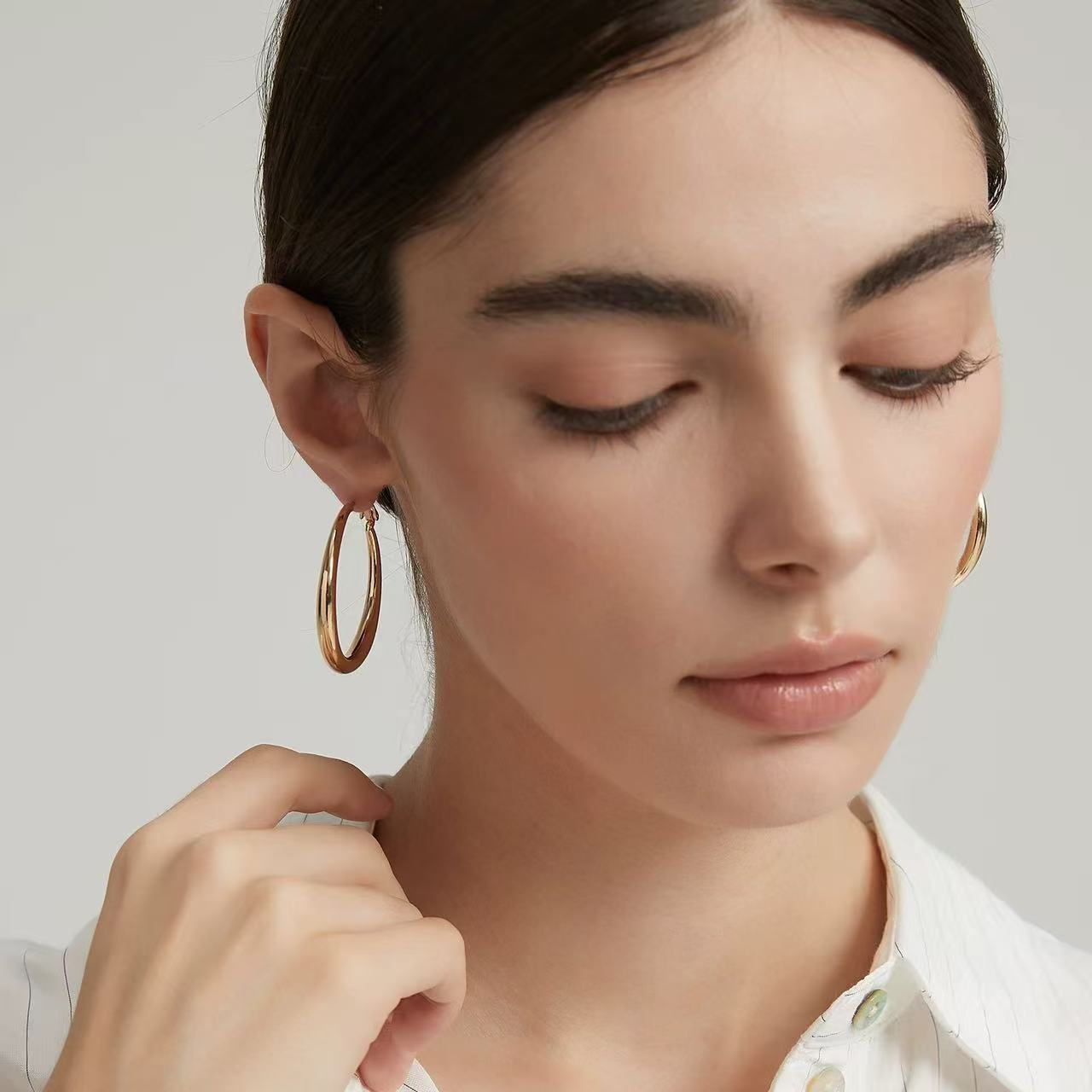 Gold Plated Copper Hoop Earrings 3 cm 4 cm 5 cm – Solar Halo