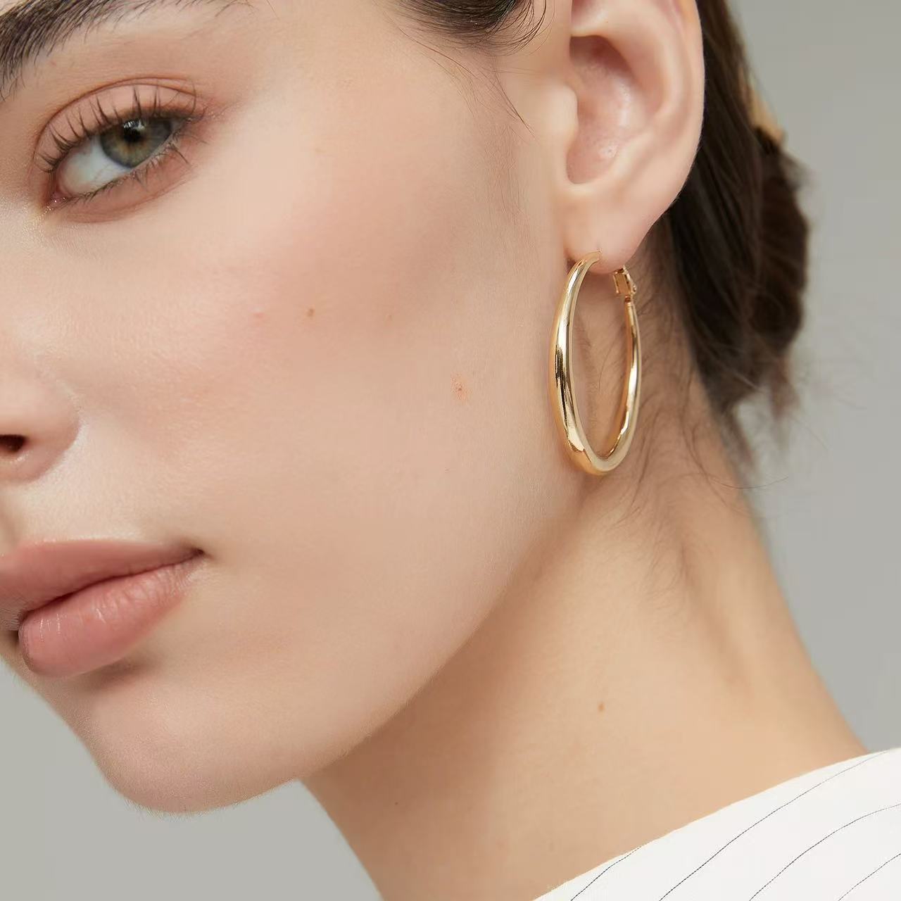 Gold Plated Copper Hoop Earrings 3 cm 4 cm 5 cm – Solar Halo