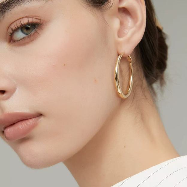 Gold Plated Copper Hoop Earrings 3 cm 4 cm 5 cm – Solar Halo