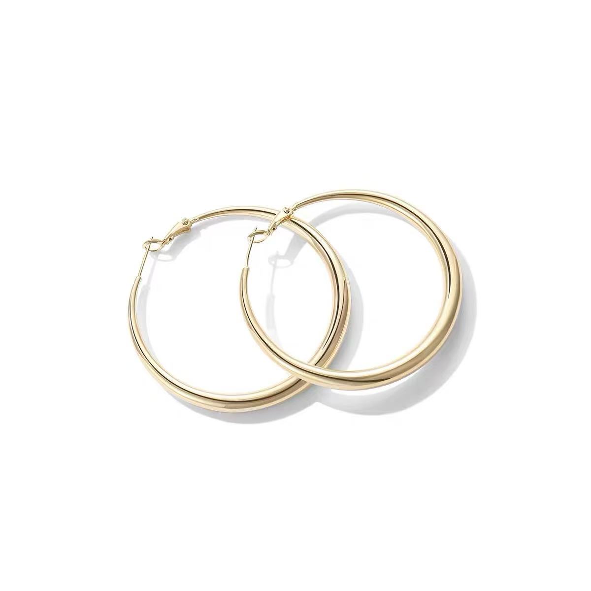 Gold Plated Copper Hoop Earrings 3 cm 4 cm 5 cm – Solar Halo