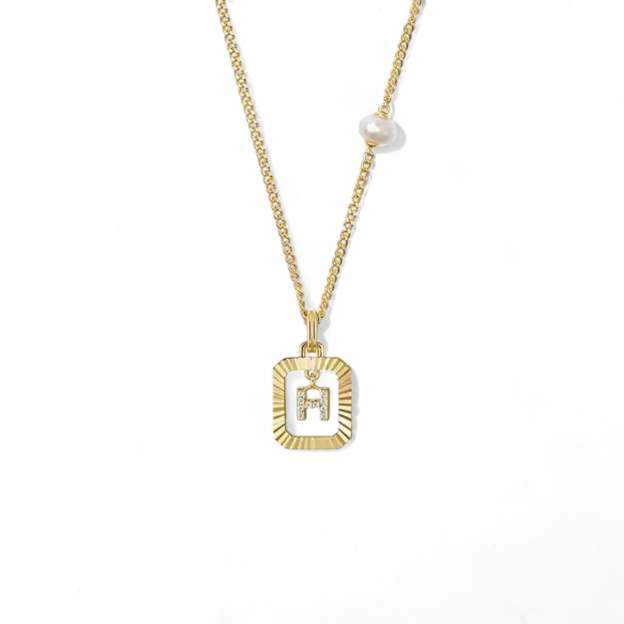 Pearl Letter Box Necklace