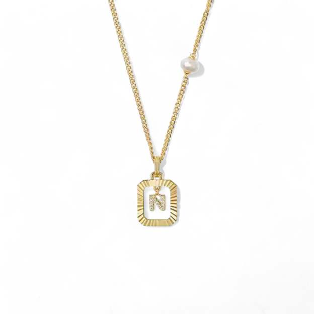 Pearl Letter Box Necklace