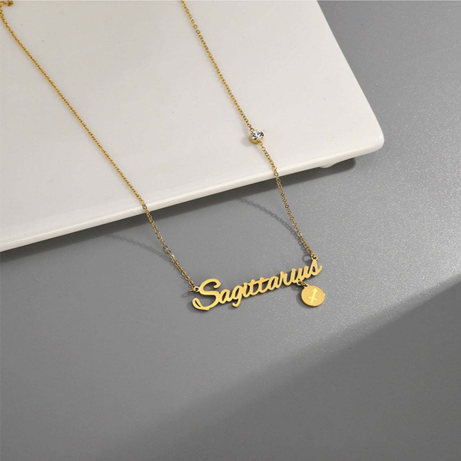 Gold Tone Personalized Zodiac Sign Necklace